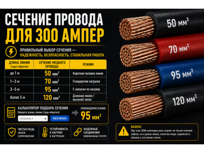 Провод для 300А — какое сечение кабеля нужно